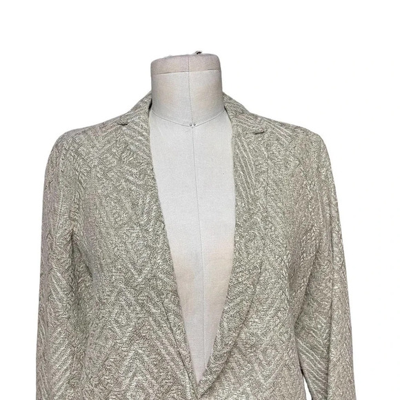 Giada Forte Metallic Gold Geometric Linen Blend Blazer Jacket‎ Size I / US 4 - Picture 2 of 7